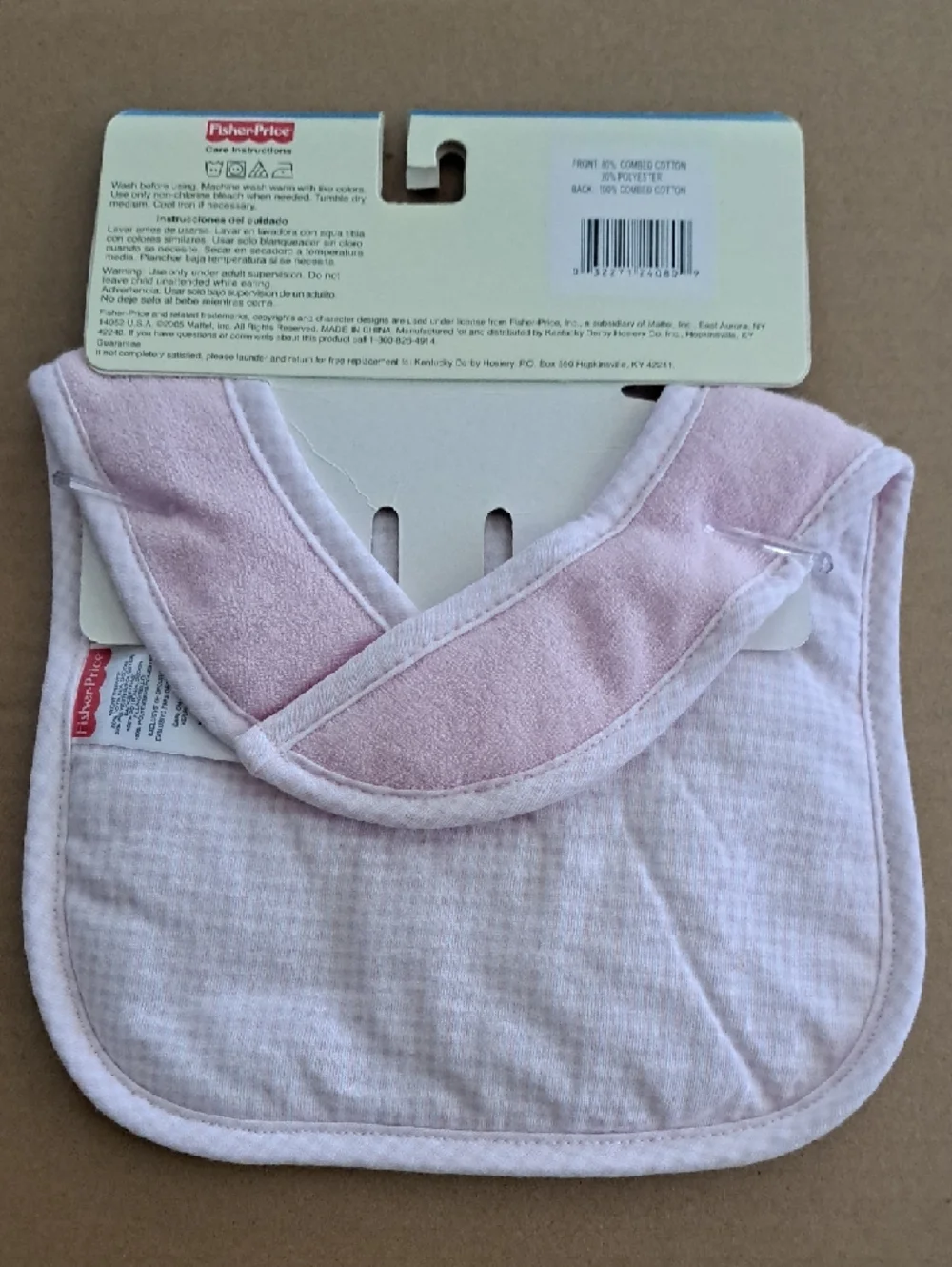 Fisher-Price Pink Baby Bib with Butterfly Embroidery